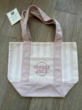 Trader Joe’s Pink Stripe Canvas Tote Bag